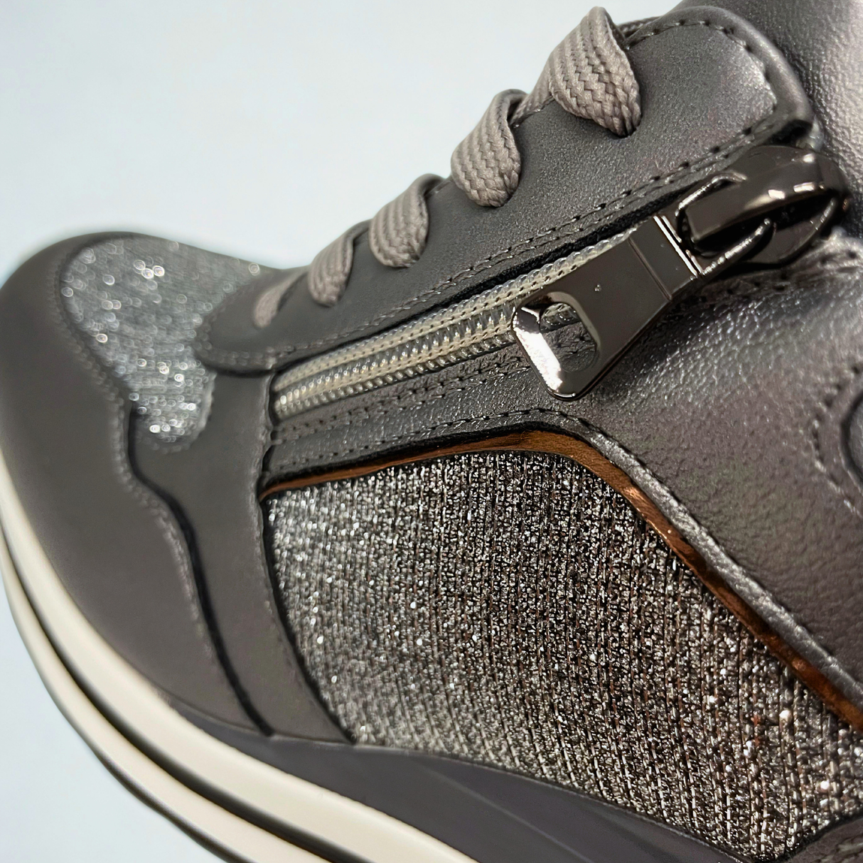 Lace Up Wedge Sneaker - Grey