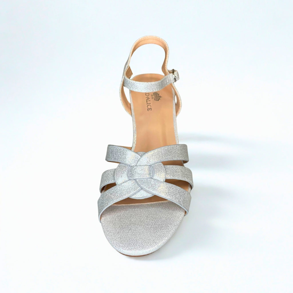 Wild Alice silver INTERTWINED block heel sandal