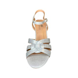 Wild Alice Silver Intertwined Block Heel Sandal – front view