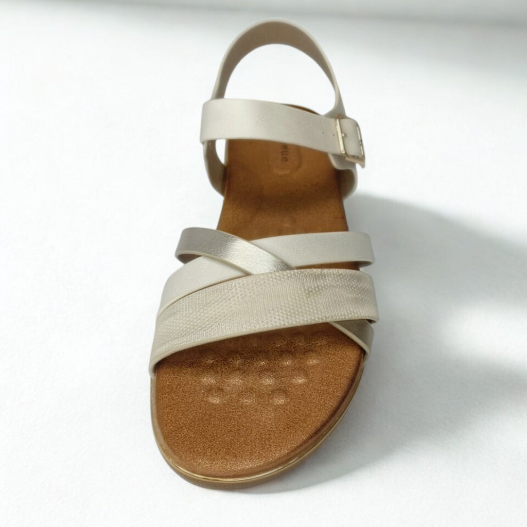 Queue beige FLATFORM CRISS CROSS strappy sandal