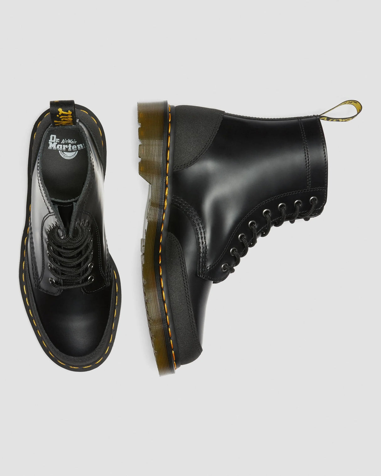 Dr Martens 1460 Guard Panel Leather Lace Up Boots  - Black