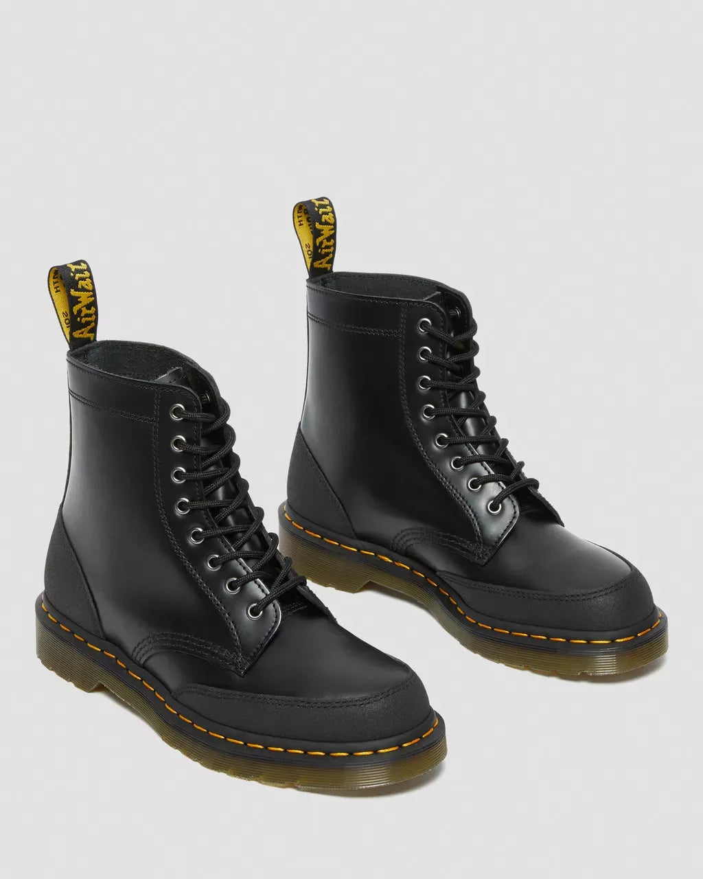 Dr Martens 1460 Guard Panel Leather Lace Up Boots  - Black