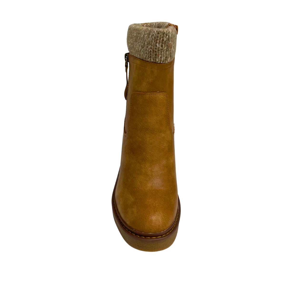Plum Sock Heel Boot - Taupe