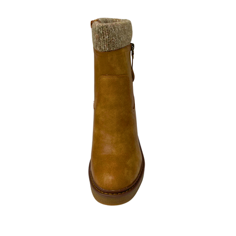 Plum Sock Heel Boot - Taupe