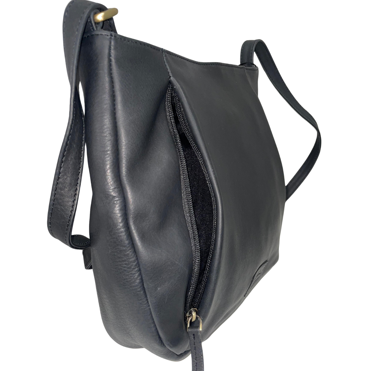 Gia Leather Sleek Crossbody Bag - Black