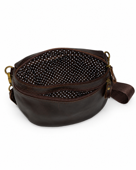 Gia Leather Lia Moon Bag - Brown