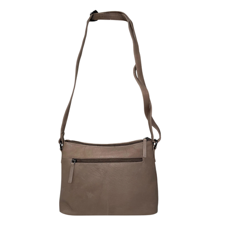 Gia Leather Fold Over Flap Bag - Taupe