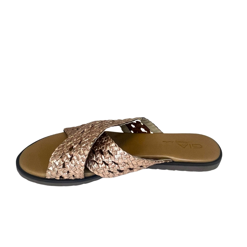 Gia rosegold LEATHER WEAVE cross over sandal