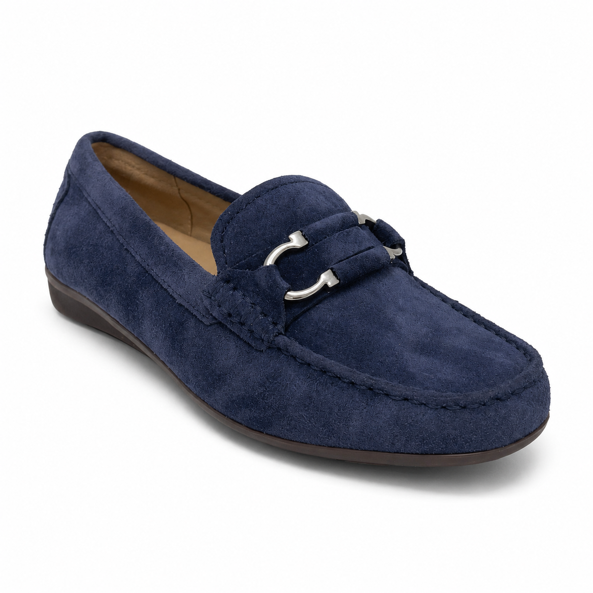 Gia Leather Metal Accent Moccasin - Denim