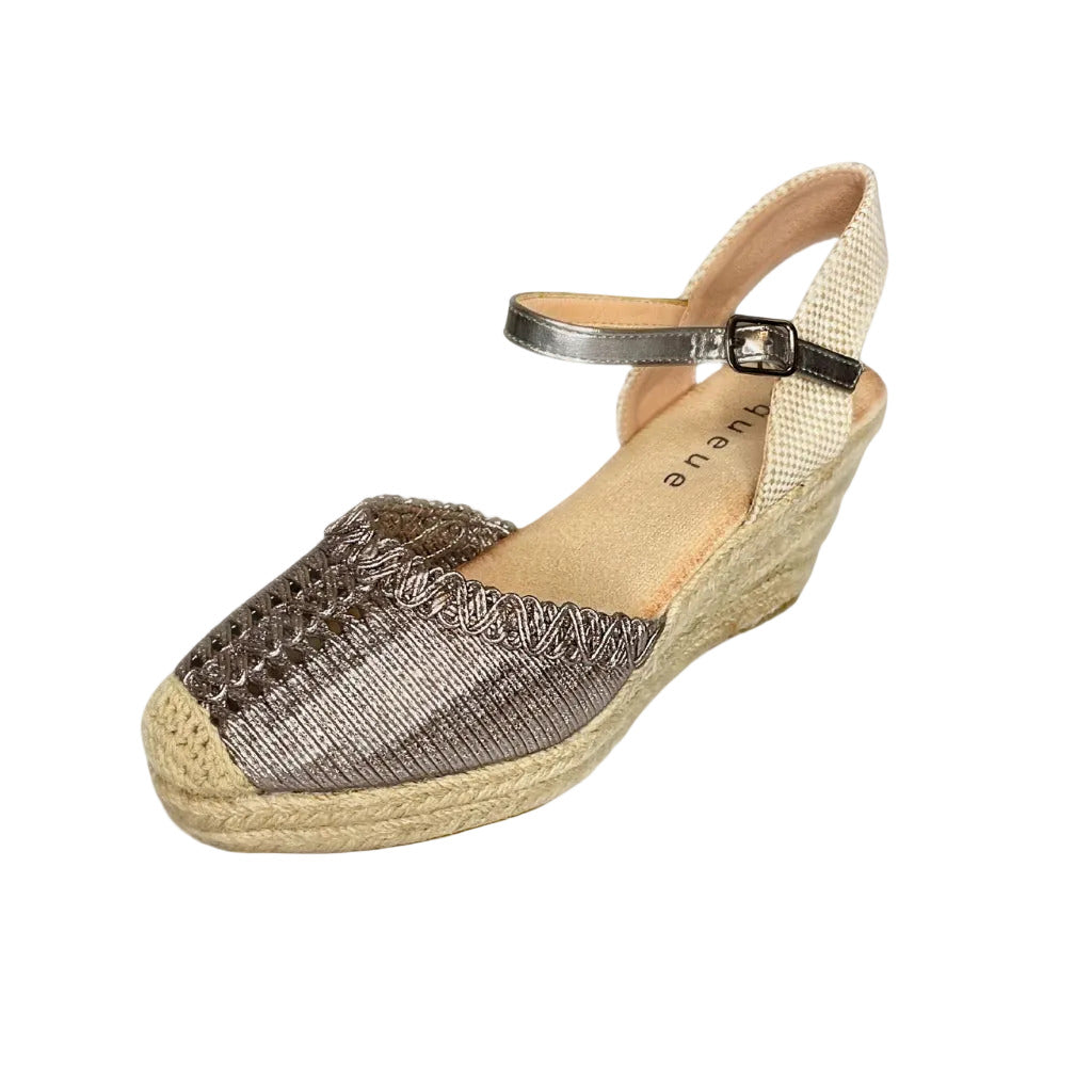 Queue Pewter Metallic Espadrille Wedge – product image 1