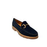 Gia Leather Horsebit Loafer - Navy