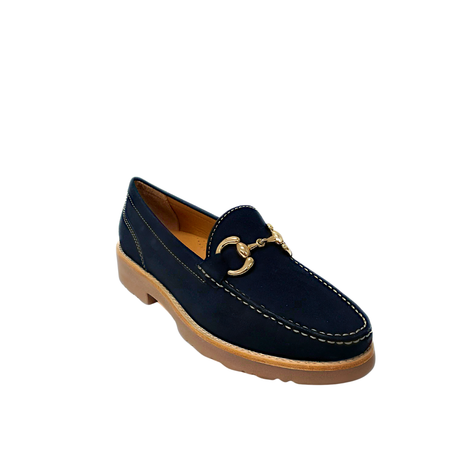 Gia Leather Horsebit Loafer - Navy