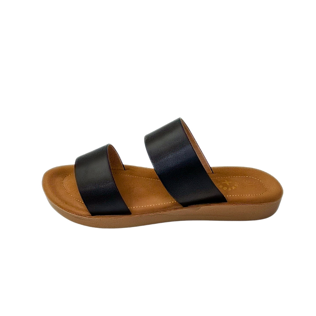 Footflex black DOUBLE STRAP comfort slip in