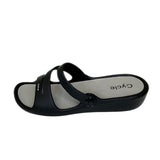 Cycle Black Triple Strap Comfort Slide Sandal – side view