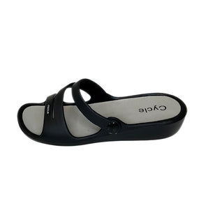 Cycle Black Triple Strap Comfort Slide Sandal – side view