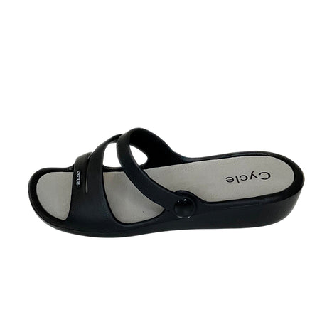 Cycle Black Triple Strap Comfort Slide Sandal – side view