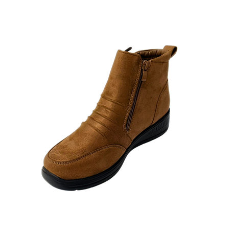 Savoy Wedge Ankle Boot with Zip Detail - Brown
