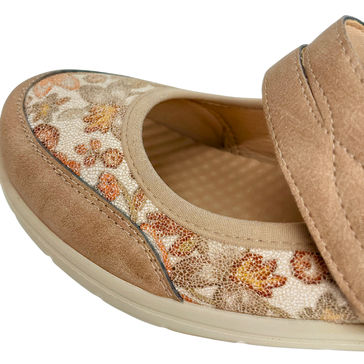 Cushion Walk Floral Comfort Strap Flats - Taupe – product image 5