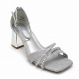 Wild Alice Glamour Block Heel - Silver