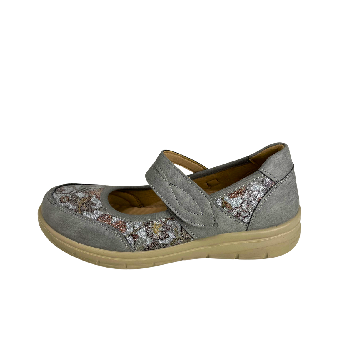 Cushion Walk Floral Comfort Strap Flats - Grey – product image 1