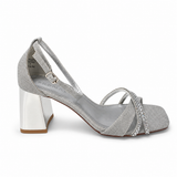 Wild Alice Glamour Block Heel - Silver