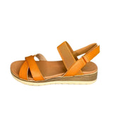 Queue Camel Cross Over Elasticated Strap Sandal – side view