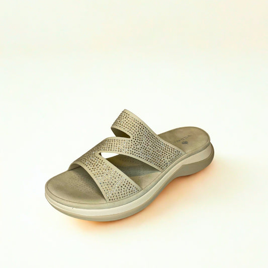 Wild Alice beige ZIG ZAG STRAP diamante sandal