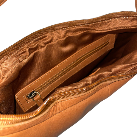 Gia Leather Hobo Shoulder Bag - Camel