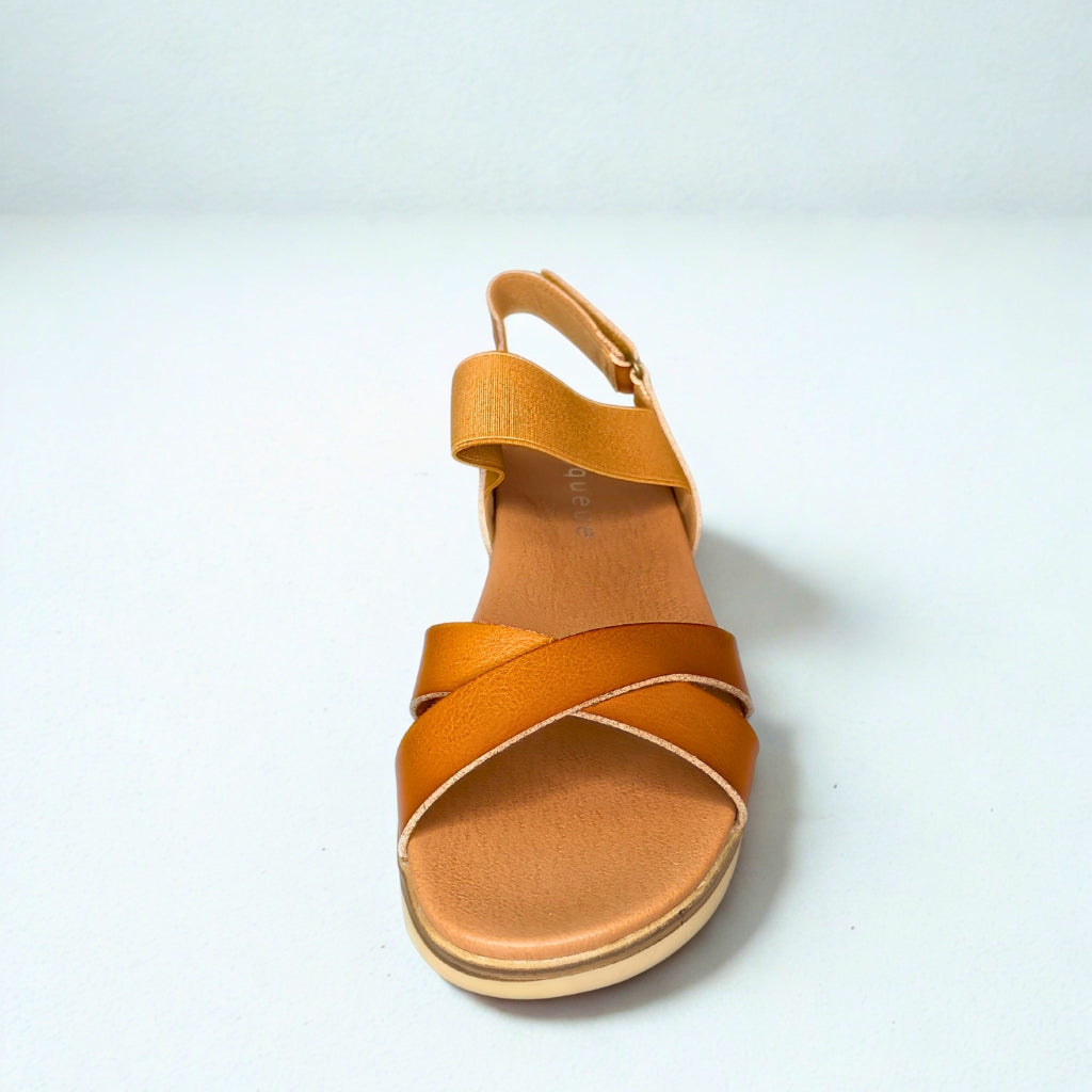 Queue camel CROSS OVER elasticated strap sandal