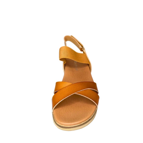 Queue Camel Cross Over Elasticated Strap Sandal – front view
