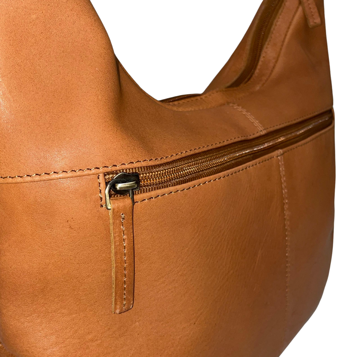 Gia Leather Hobo Shoulder Bag - Camel