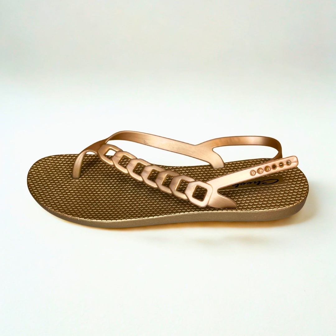 Cheeky gold TOE THONG back strap sandal