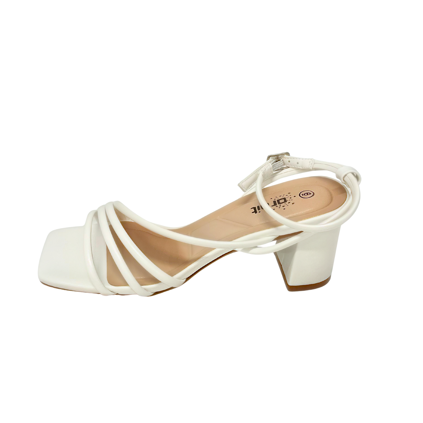 Orbit Strappy Block Heel - White