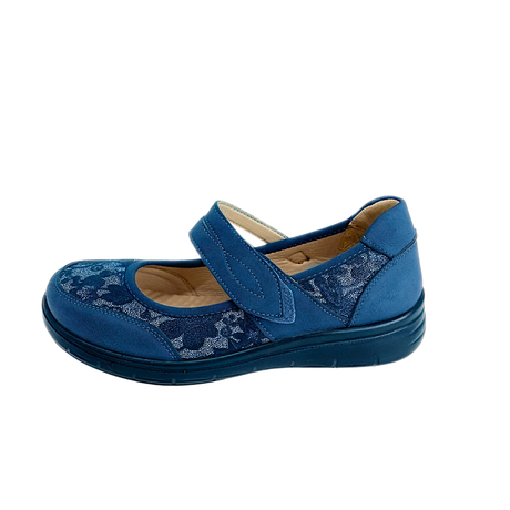 Cushion Walk Floral Comfort Strap Flats - Navy – product image 1