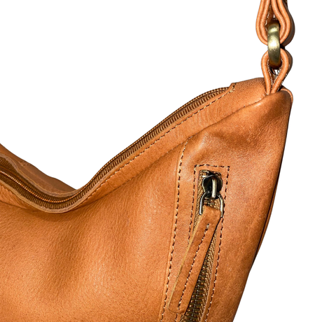 Gia Leather Hobo Shoulder Bag - Camel