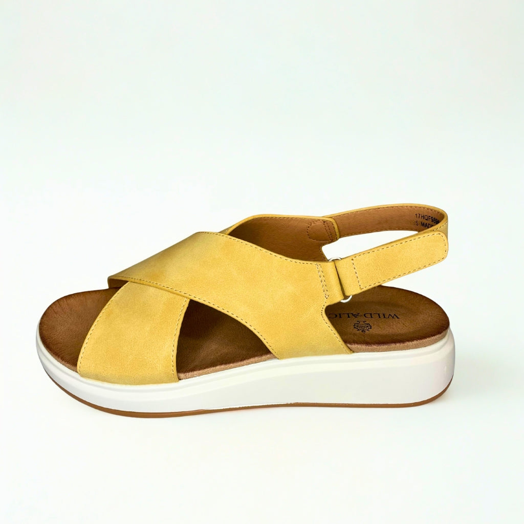 Wild Alice yellow CROSS OVER flatform sandal