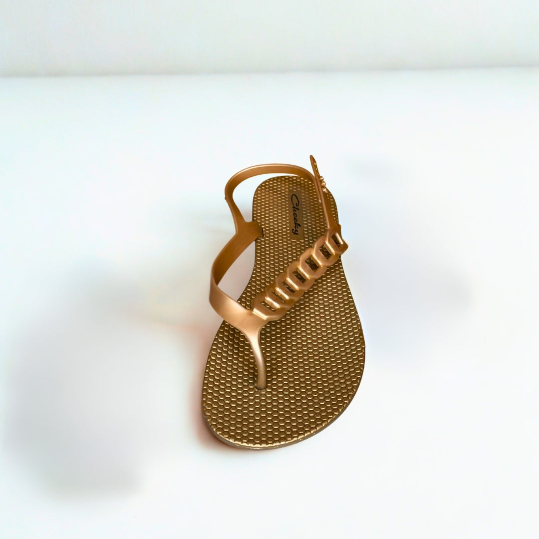 Cheeky gold TOE THONG back strap sandal