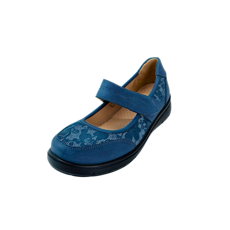Cushion Walk Floral Comfort Strap Flats - Navy – side view