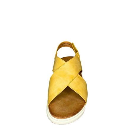 Wild Alice Yellow Cross Over Flatform Sandal – front view