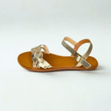 Andreoli Gold Intertwined Bar Strap Sandal – side view