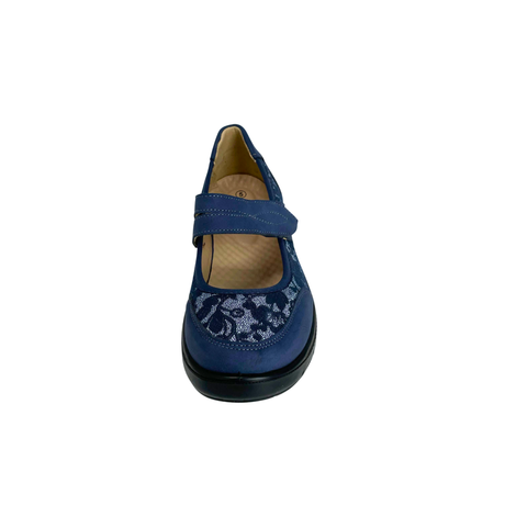 Cushion Walk Floral Comfort Strap Flats - Navy – front view