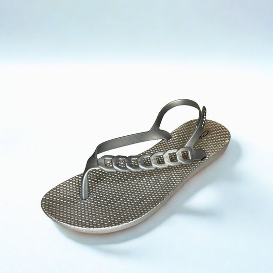 Cheeky silver TOE THONG back strap sandal