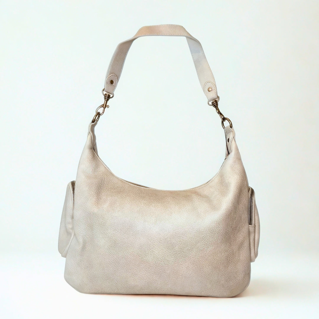 Wild Alice Grey Shoulder Bag With Side Pockets – side view