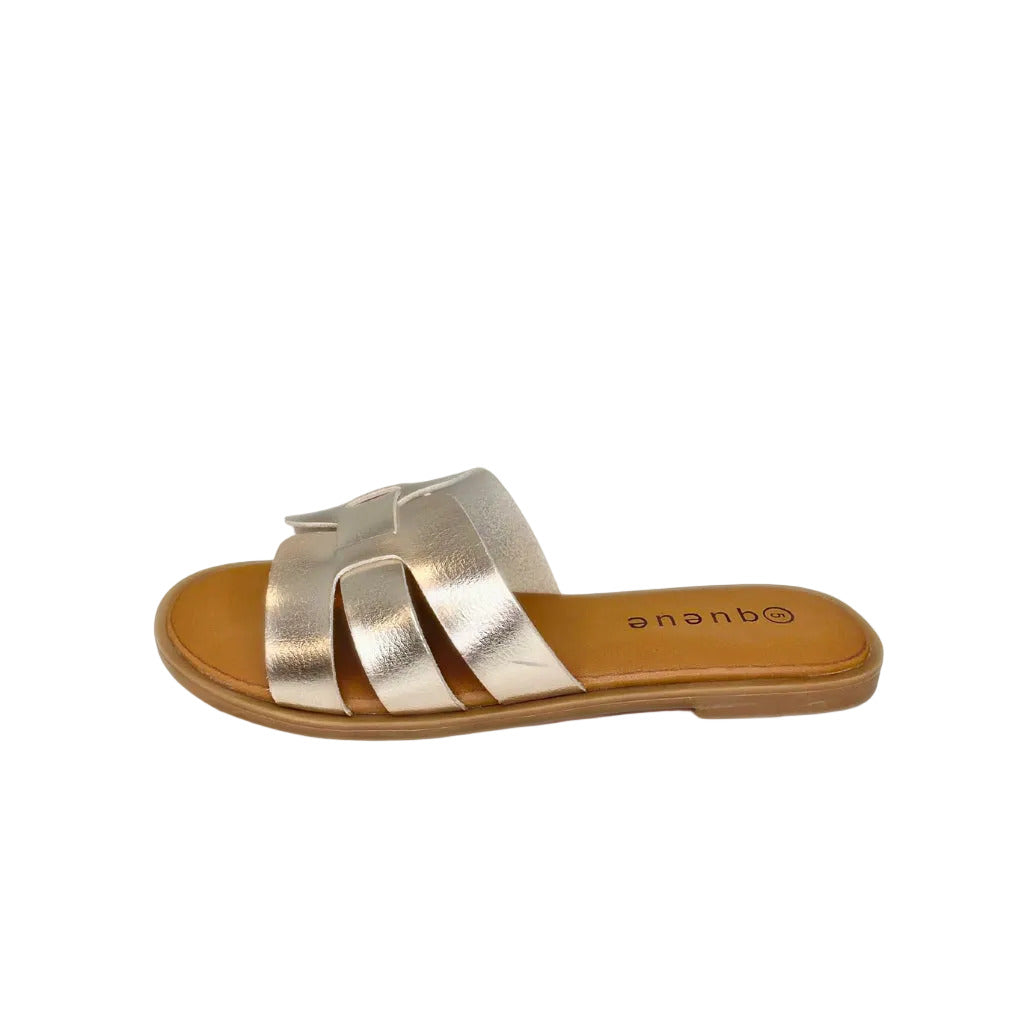 Queue Champagne Cut-out Looped Sandal – side view