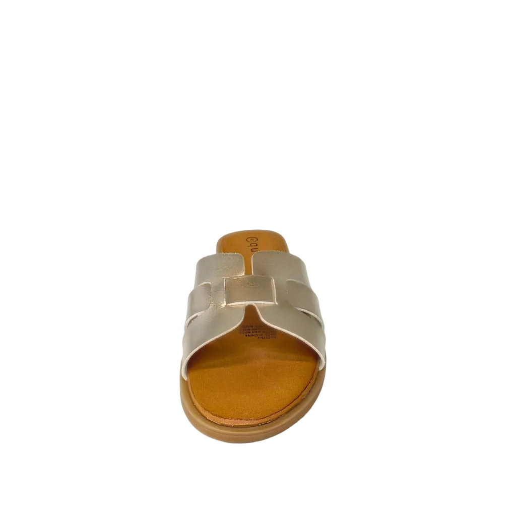 Queue Champagne Cut-out Looped Sandal – front view