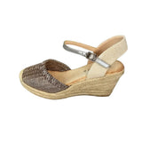 Queue Pewter Metallic Espadrille Wedge – side view