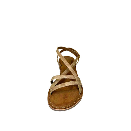 Gia Beige/gold Leather Criss Cross Sandal – front view