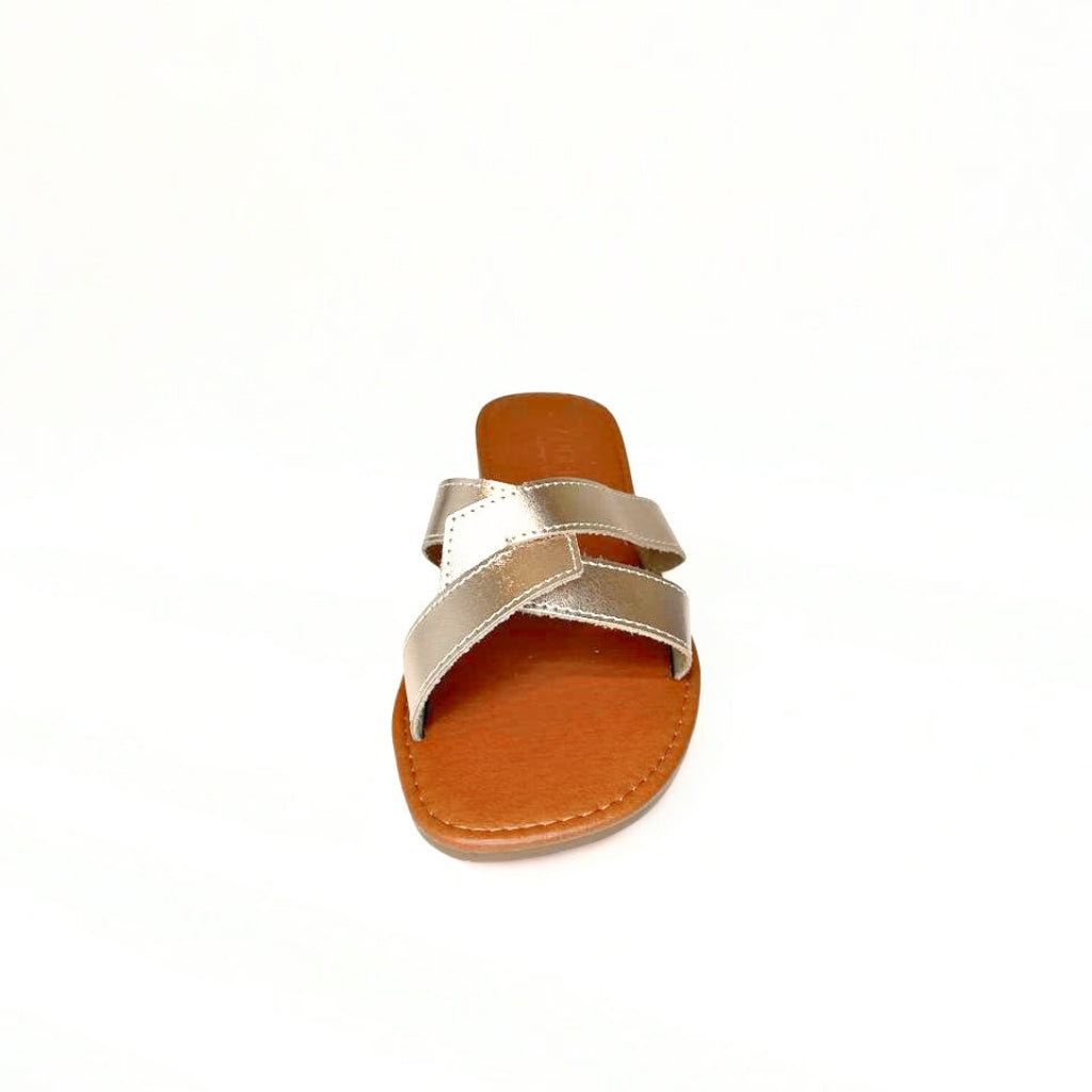 Andreoli rosegold leather INTERTWINED slide
