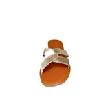Andreoli Rosegold Leather Intertwined Slide – front view