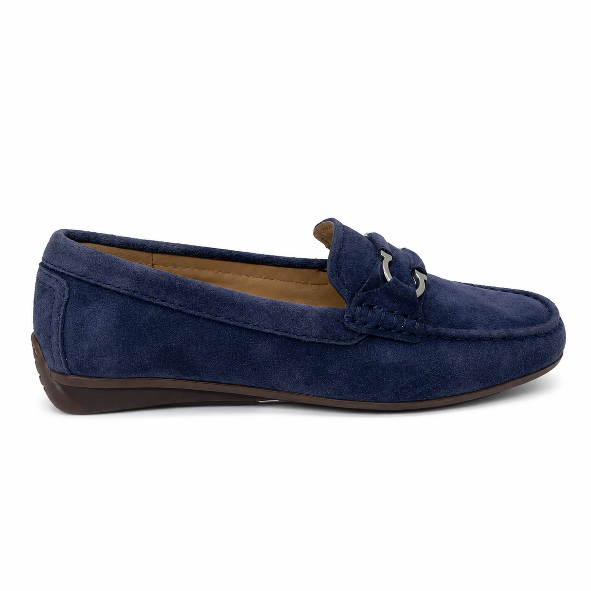 Gia Leather Metal Accent Moccasin - Denim